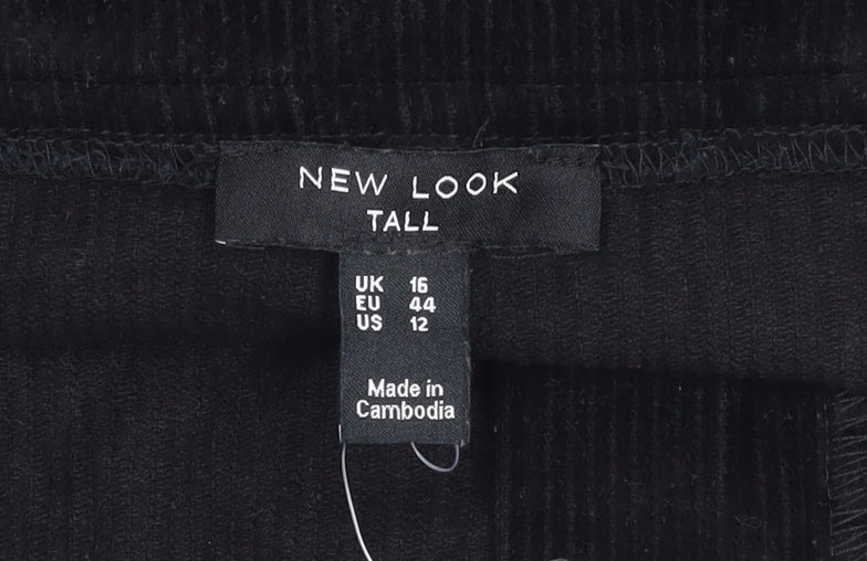 New Look Women's Black Corduroy Cargo Skirt Size 16
