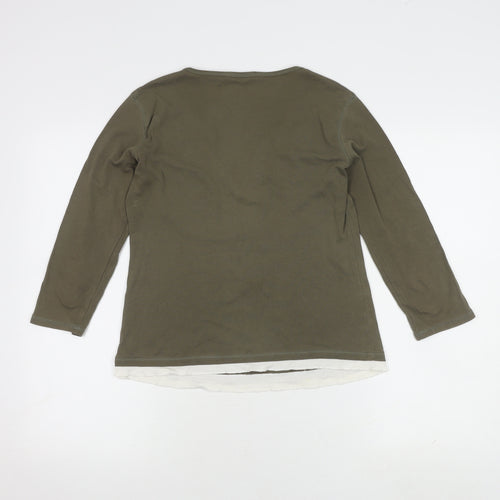 Marks and Spencer Women’s Green 3/4 Sleeve Henley - Size 12