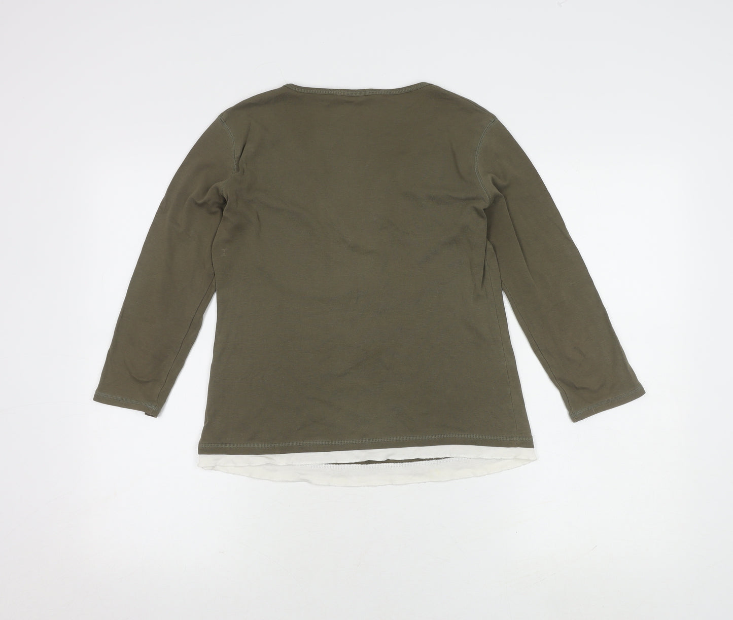 Marks and Spencer Women’s Green 3/4 Sleeve Henley - Size 12