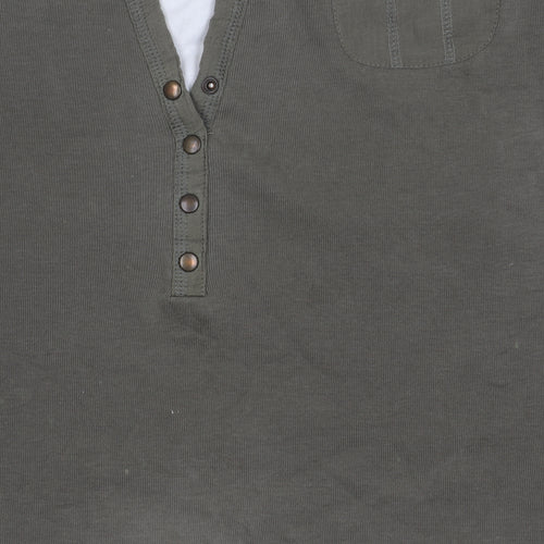 Marks and Spencer Women’s Green 3/4 Sleeve Henley - Size 12