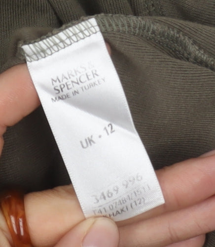 Marks and Spencer Women’s Green 3/4 Sleeve Henley - Size 12