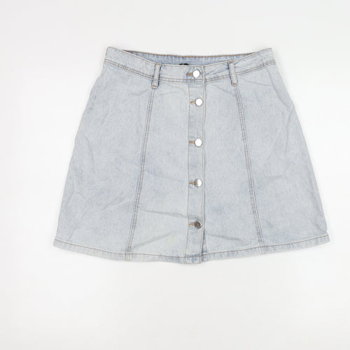 H&M Women's Blue A-Line Denim Mini Skirt Size 12