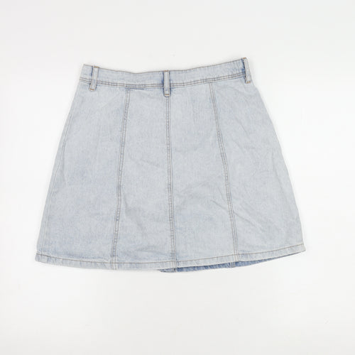 H&M Women's Blue A-Line Denim Mini Skirt Size 12