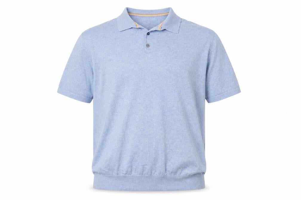 Front view of Next Men's Blue Polo, size L, Cotton Blend
