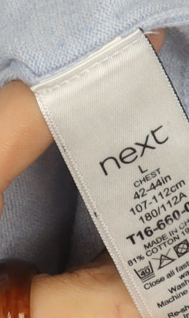 Next Men's Blue Polo, Size L, Cotton Blend