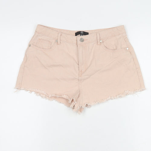 Missguided Women's Pink Cut-Off Cotton Shorts, Size 10