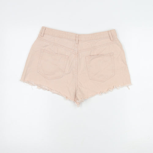 Missguided Women's Pink Cut-Off Cotton Shorts, Size 10