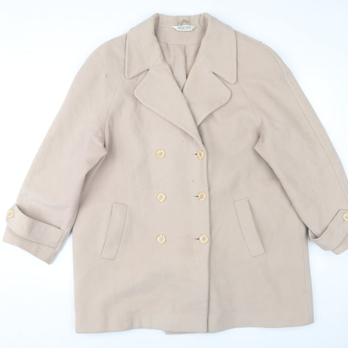 Selective Women's Beige Wool Blend Pea Coat Size 18