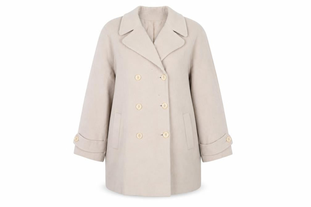 Selective Women's Beige Wool Blend Pea Coat Size 18