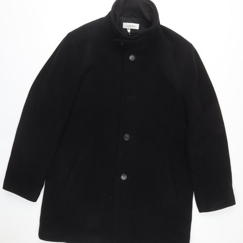 Calvin Klein Men's Black Overcoat Size 40
