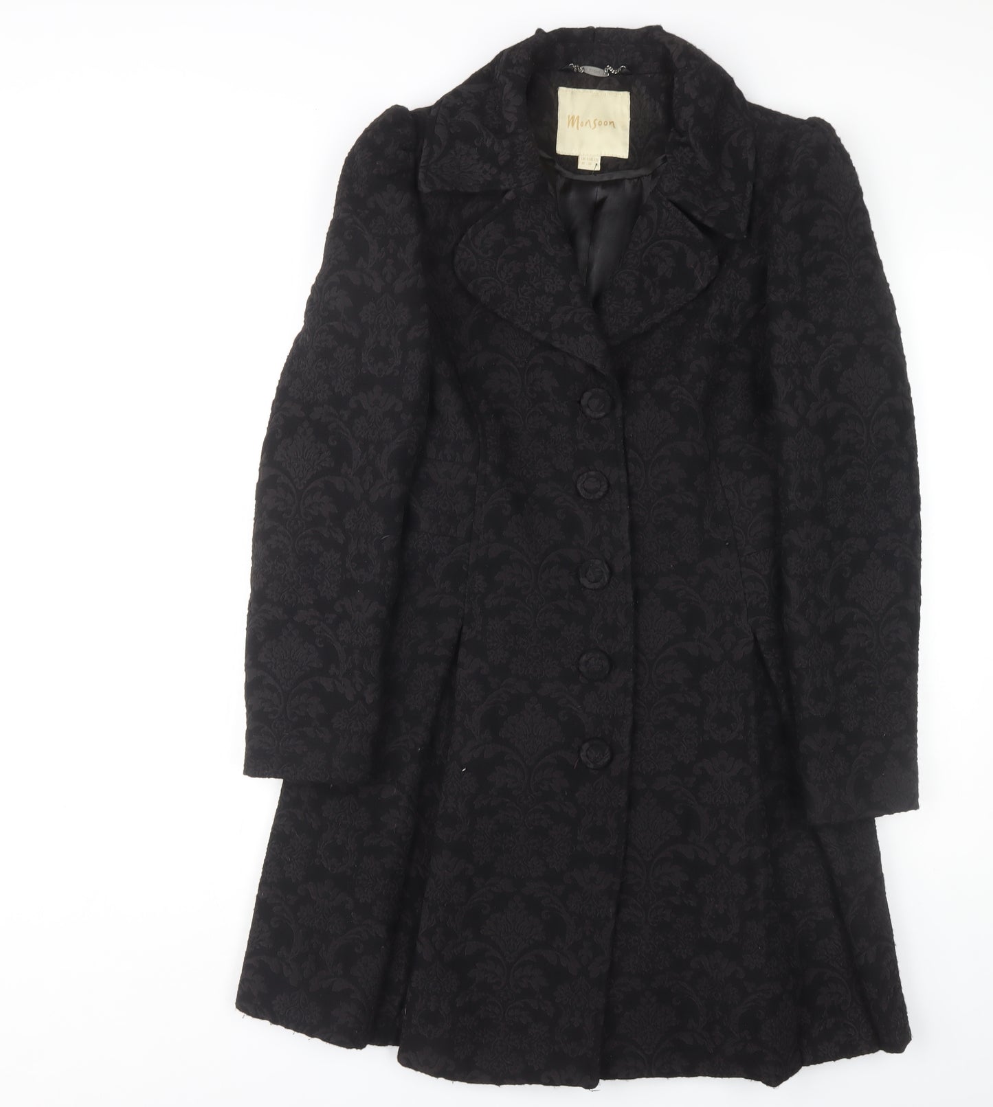 Monsoon Women's Black Wool Overcoat Size 10
