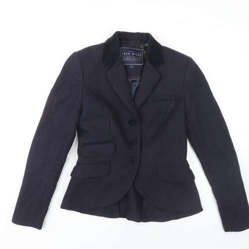 Jack Wills Women's Blue Blazer, Size 8, Wool, Buttoned