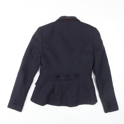 Jack Wills Women's Blue Blazer, Size 8, Wool, Buttoned