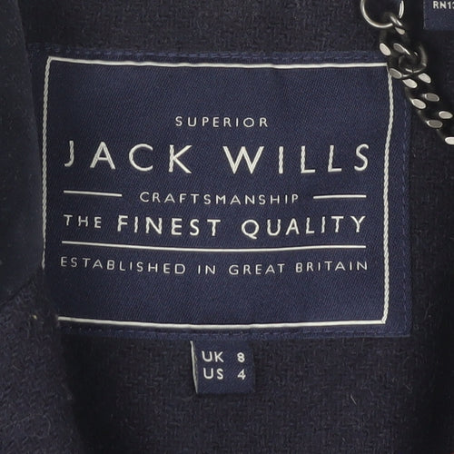 Jack Wills Women's Blue Blazer, Size 8, Wool, Buttoned