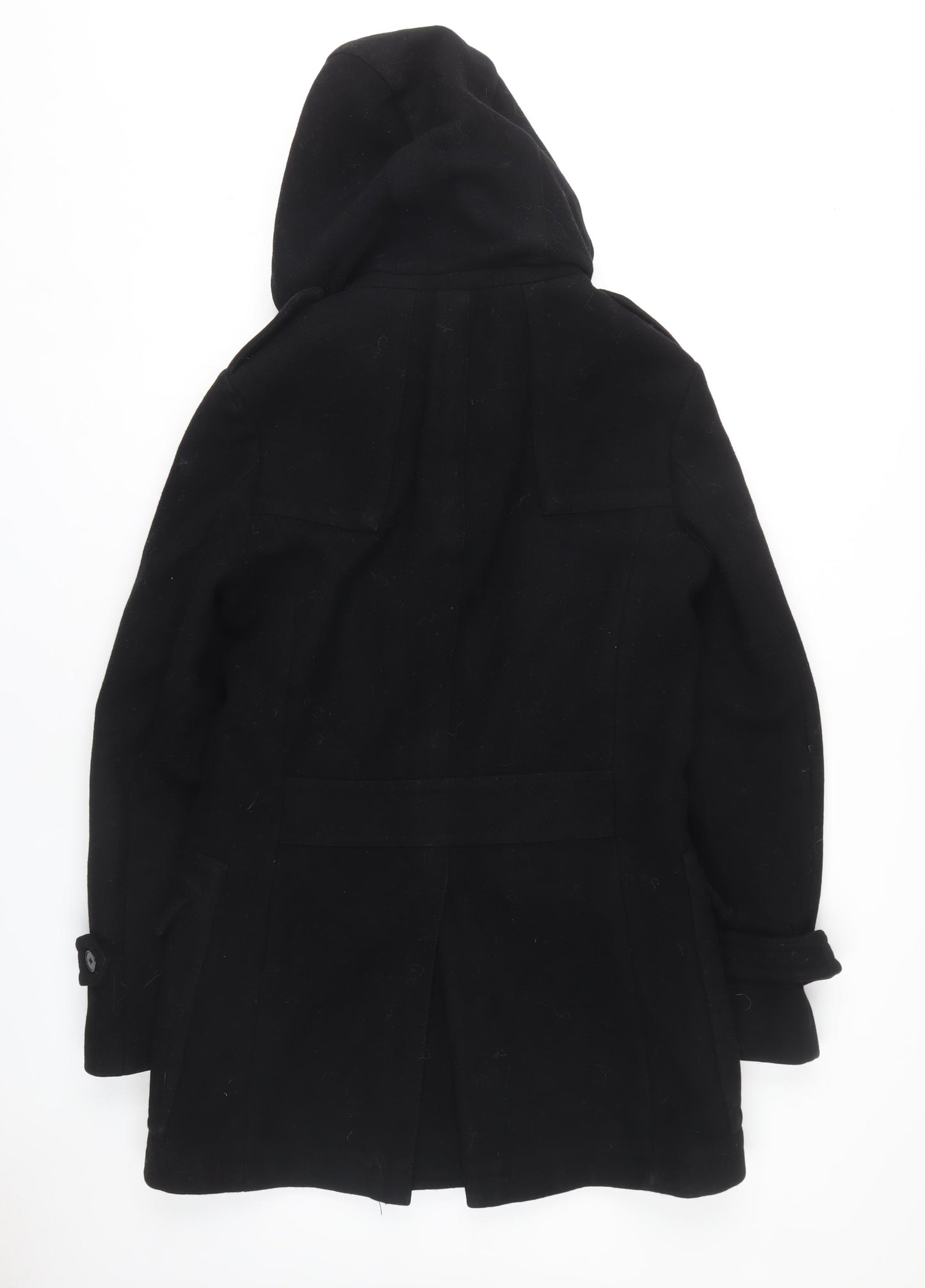 AllSaints Men's Black Hooded Pea Coat Size S