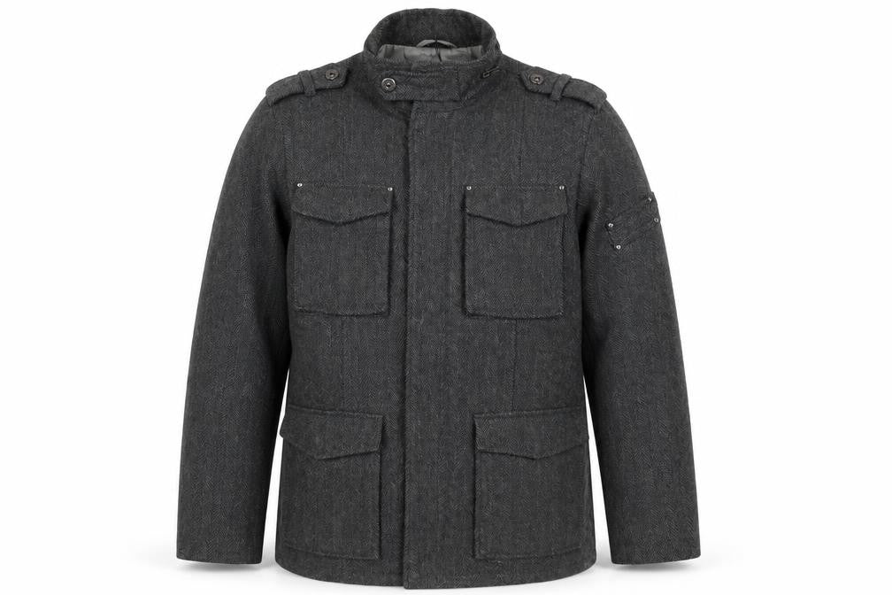Front view of Butler & Webb Men's Grey Military Jacket L
