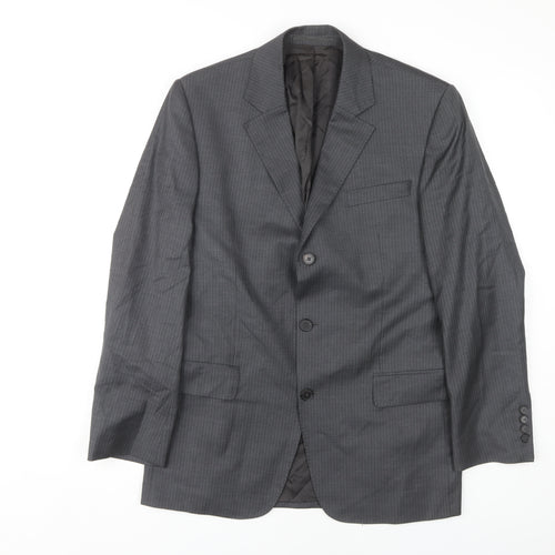 Jaeger Men's Grey Wool Striped Suit Jacket, 38S