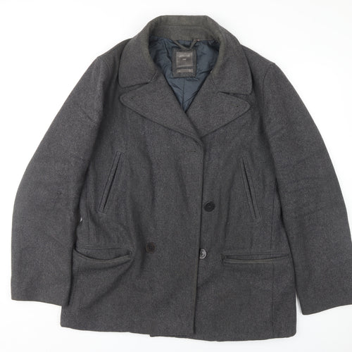 Gap Men's Grey Wool Pea Coat L - Autumn/Winter Classic