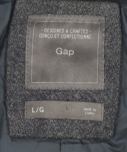 Gap Men's Grey Wool Pea Coat L - Autumn/Winter Classic