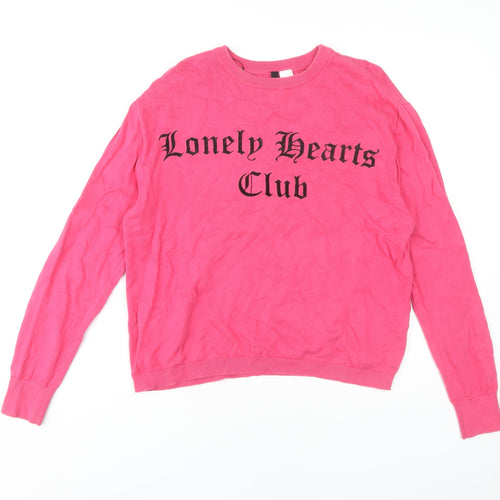 H&M Women’s Pink Crew Neck Pullover Jumper Size 12