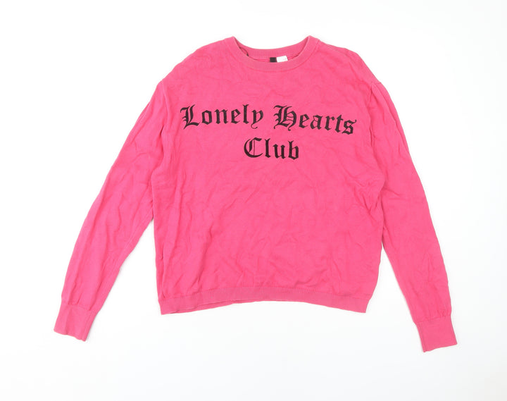 H&M Women’s Pink Crew Neck Pullover Jumper Size 12