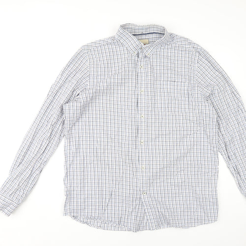 John Lewis Men's XL Blue Check Button-Down Shirt