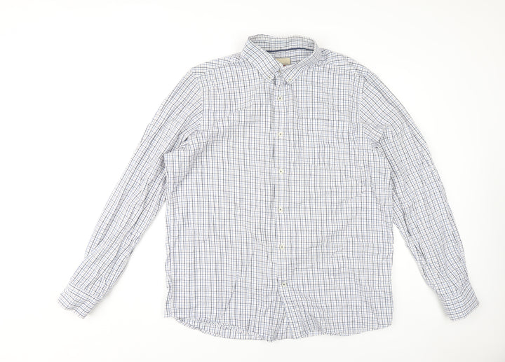 John Lewis Men's XL Blue Check Button-Down Shirt