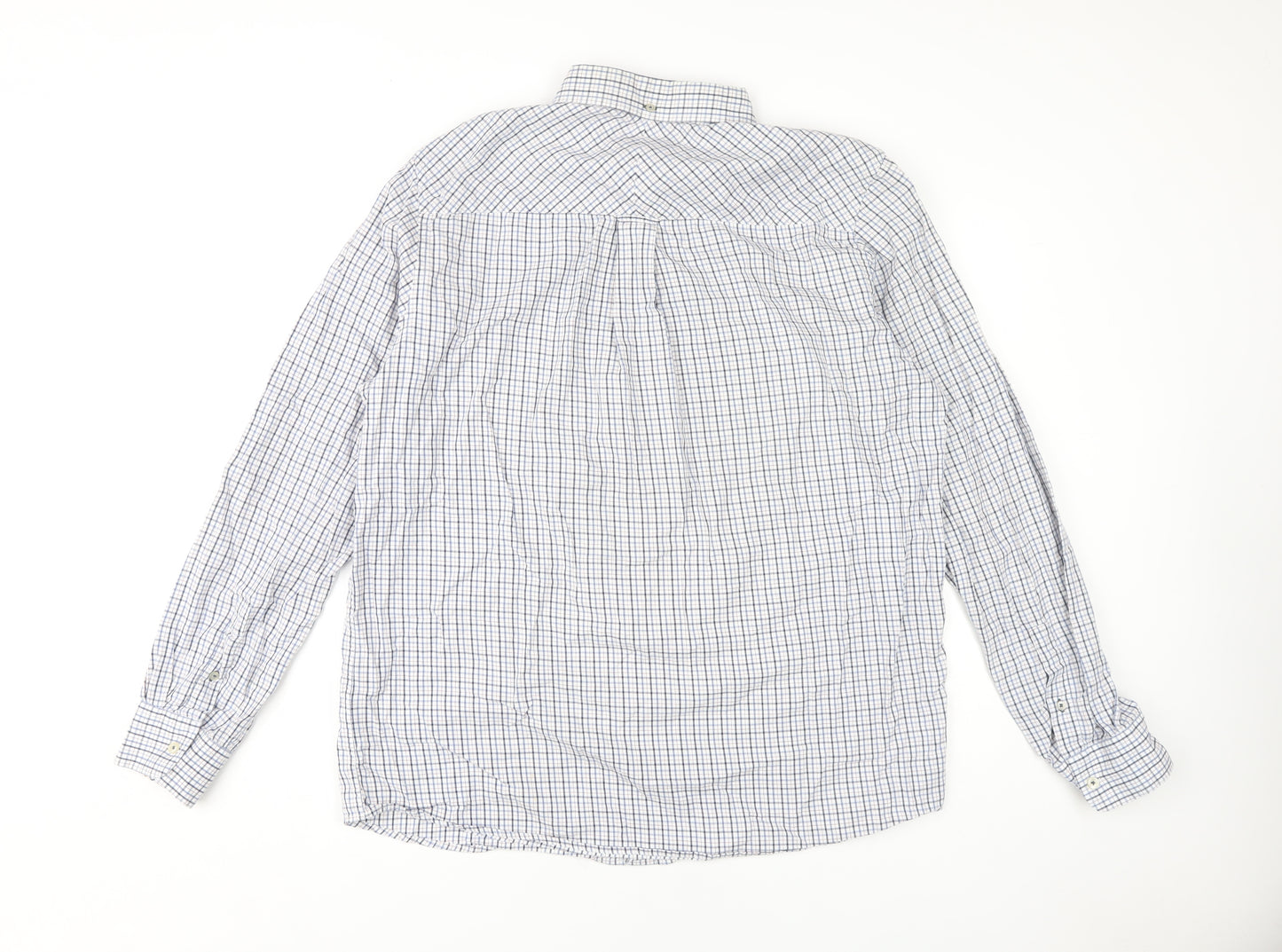 John Lewis Men's XL Blue Check Button-Down Shirt