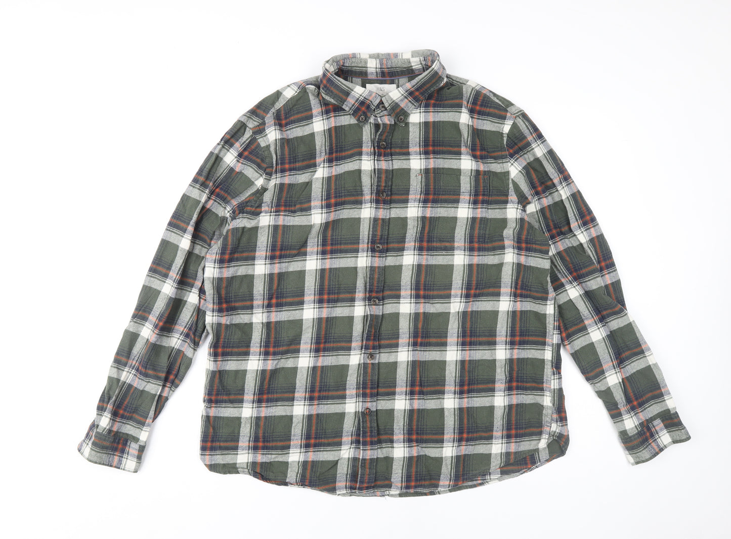Marks and Spencer Men's 2XL Plaid Button-Up Shirt