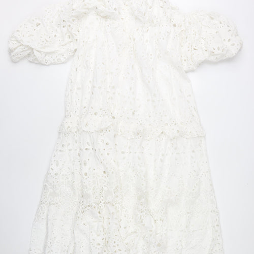 ASOS Women's Off-Shoulder White Puff Sleeve Dress
