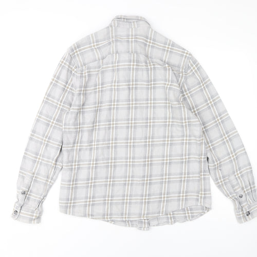 River Island Men's Grey Plaid Button-Up Shirt M