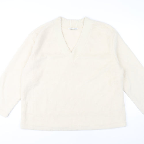 Marks and Spencer Women's Beige V-Neck Jumper L