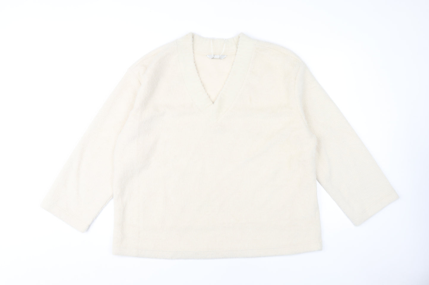 Marks and Spencer Women's Beige V-Neck Jumper L