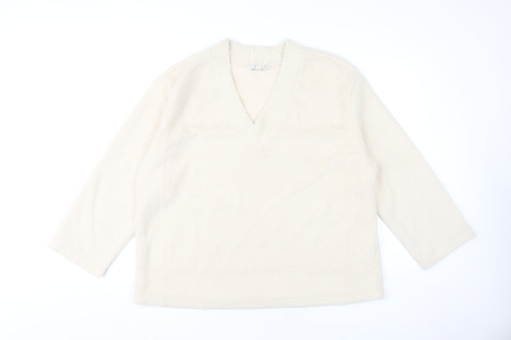 Marks and Spencer Women's Beige V-Neck Jumper L
