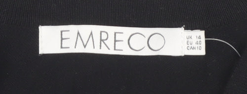 Emreco Women's Black Open Front Cardigan Size 14 Beaded
