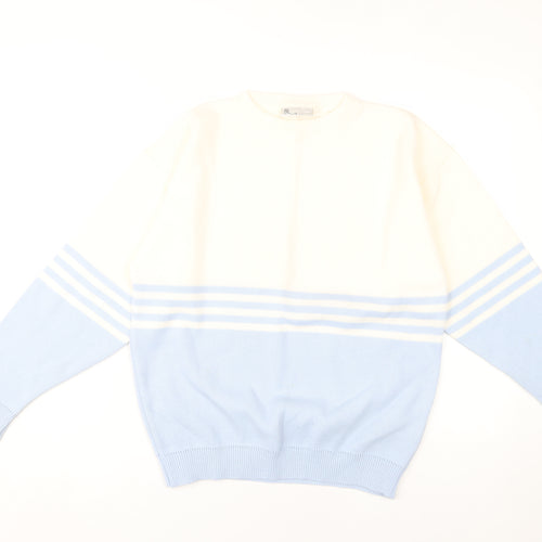 BHS Women's Ivory Blue Striped Pullover Jumper Knit