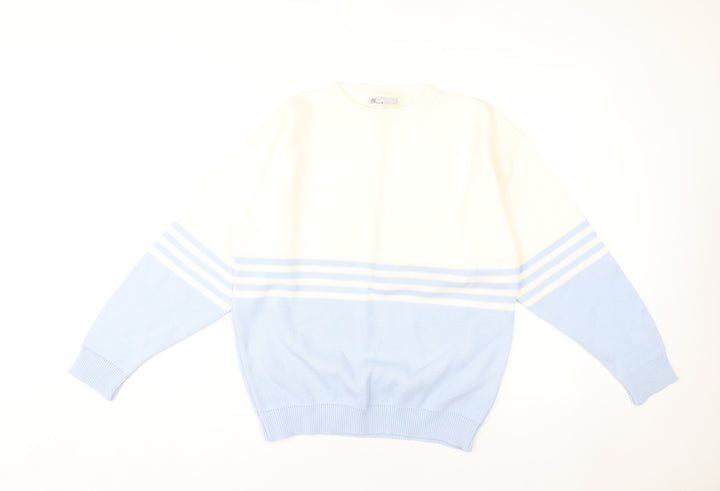 BHS Women's Ivory Blue Striped Pullover Jumper Knit