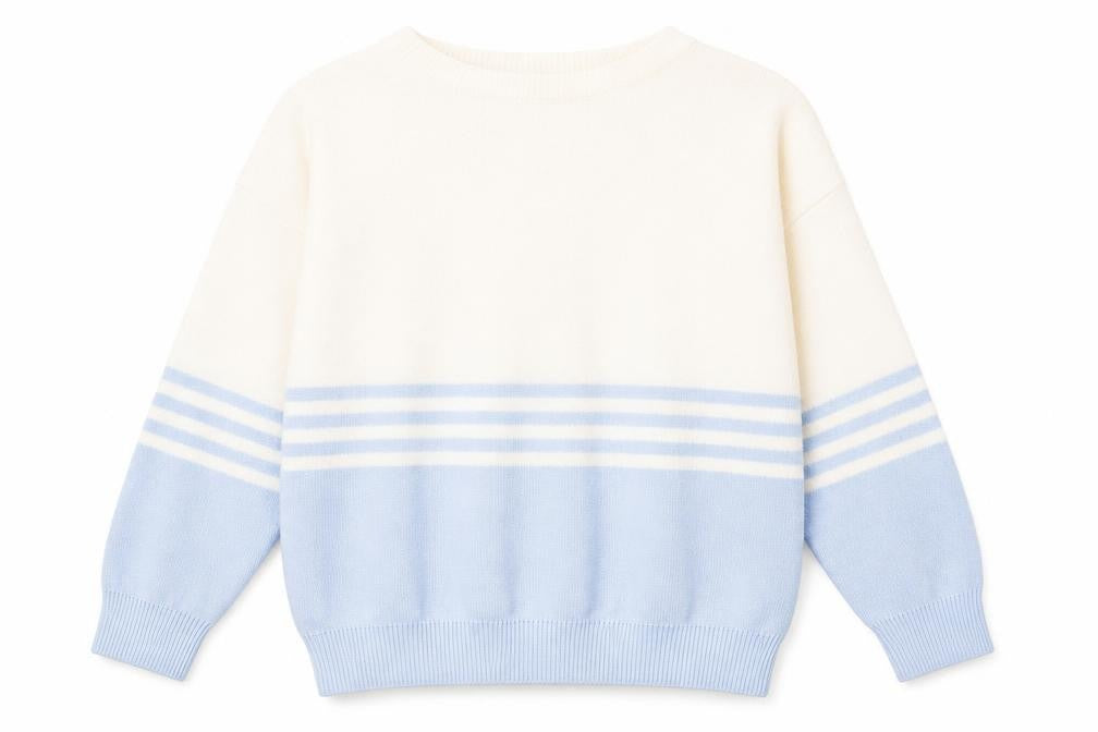 Front view of BHS Women's Ivory Blue Striped jumper Knit