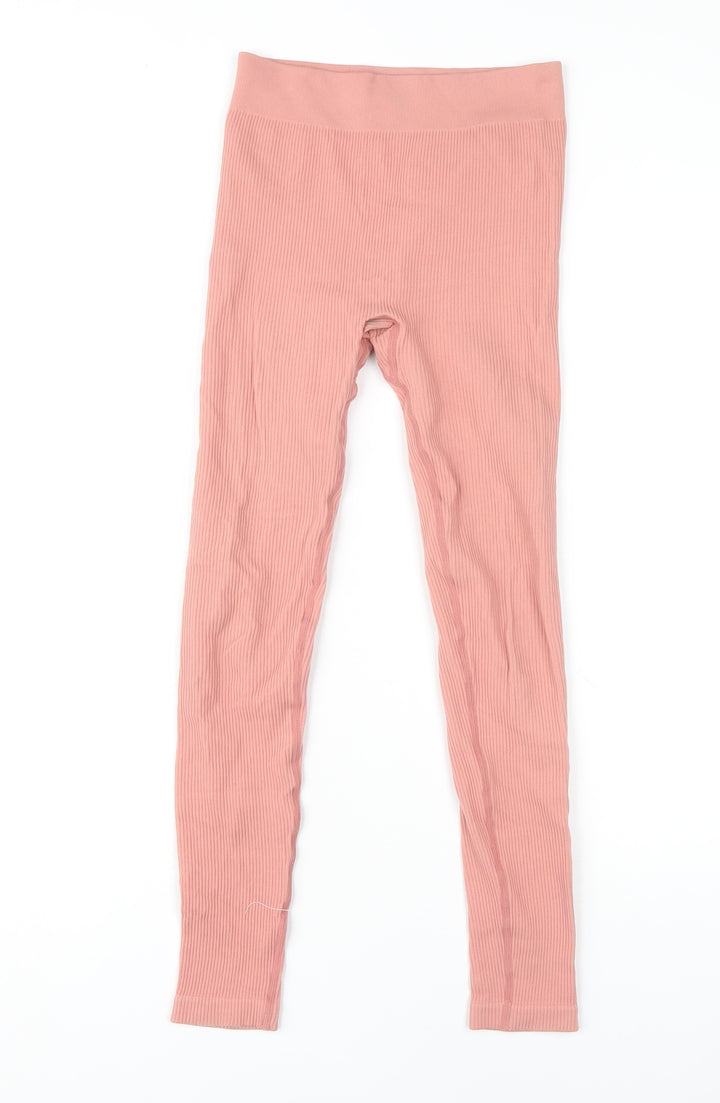 PrettyLittleThing Women’s Pink Slim Fit Ribbed Leggings