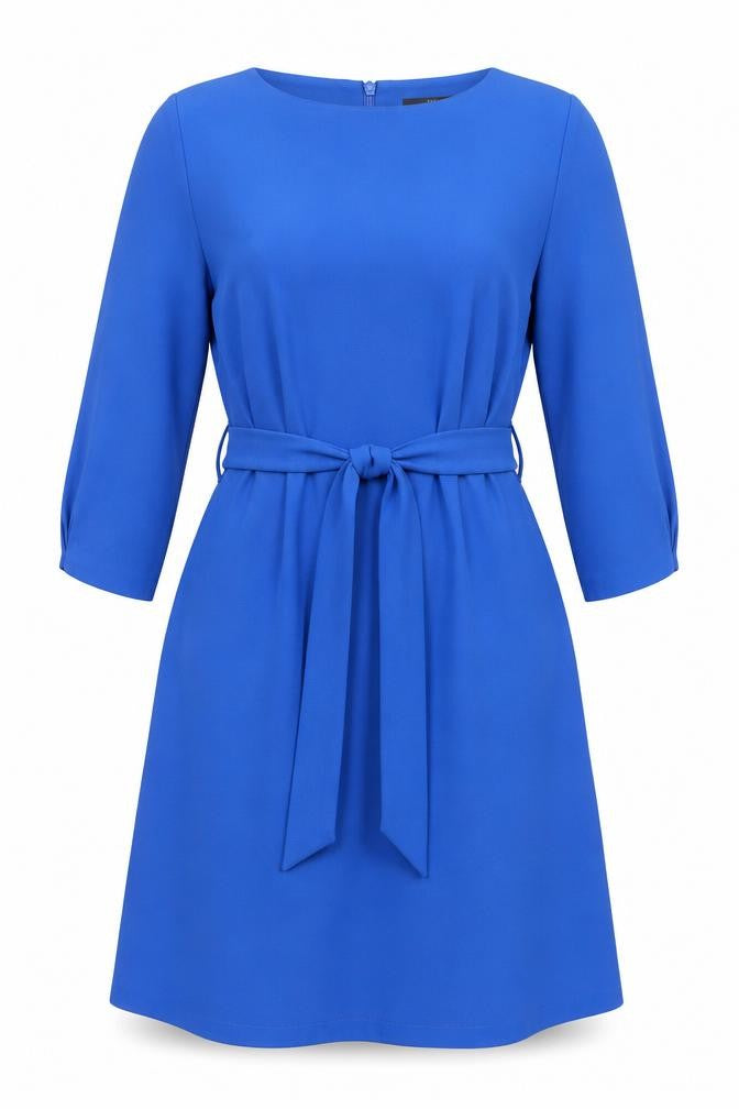 Front view of Next Women's Blue A-Line Dress, size 12, 3/4 Sleeve