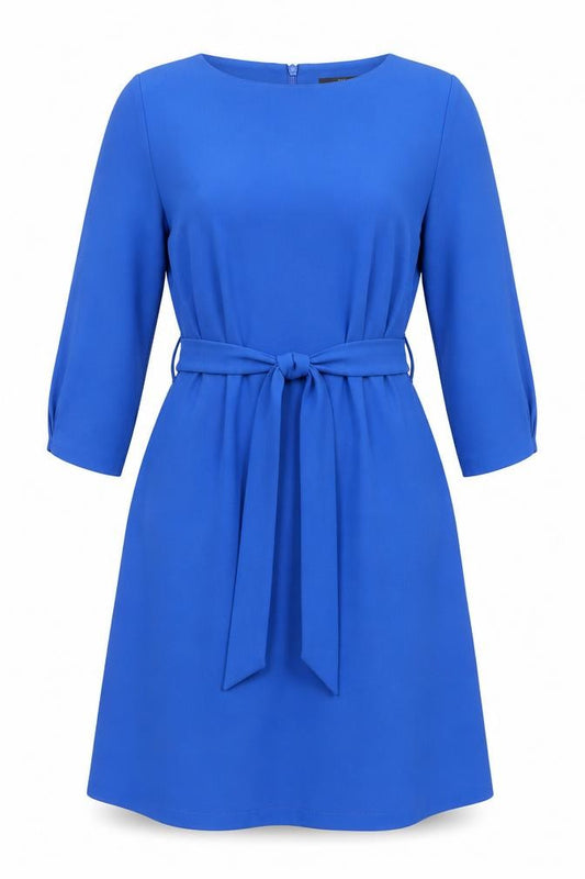 Front view of Next Women's Blue A-Line Dress, size 12, 3/4 Sleeve