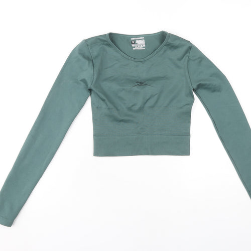 PrettyLittleThing Women's Green Cropped Long Sleeve Top