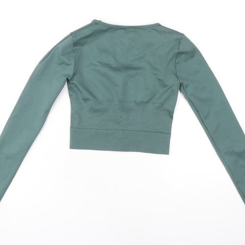 PrettyLittleThing Women's Green Cropped Long Sleeve Top