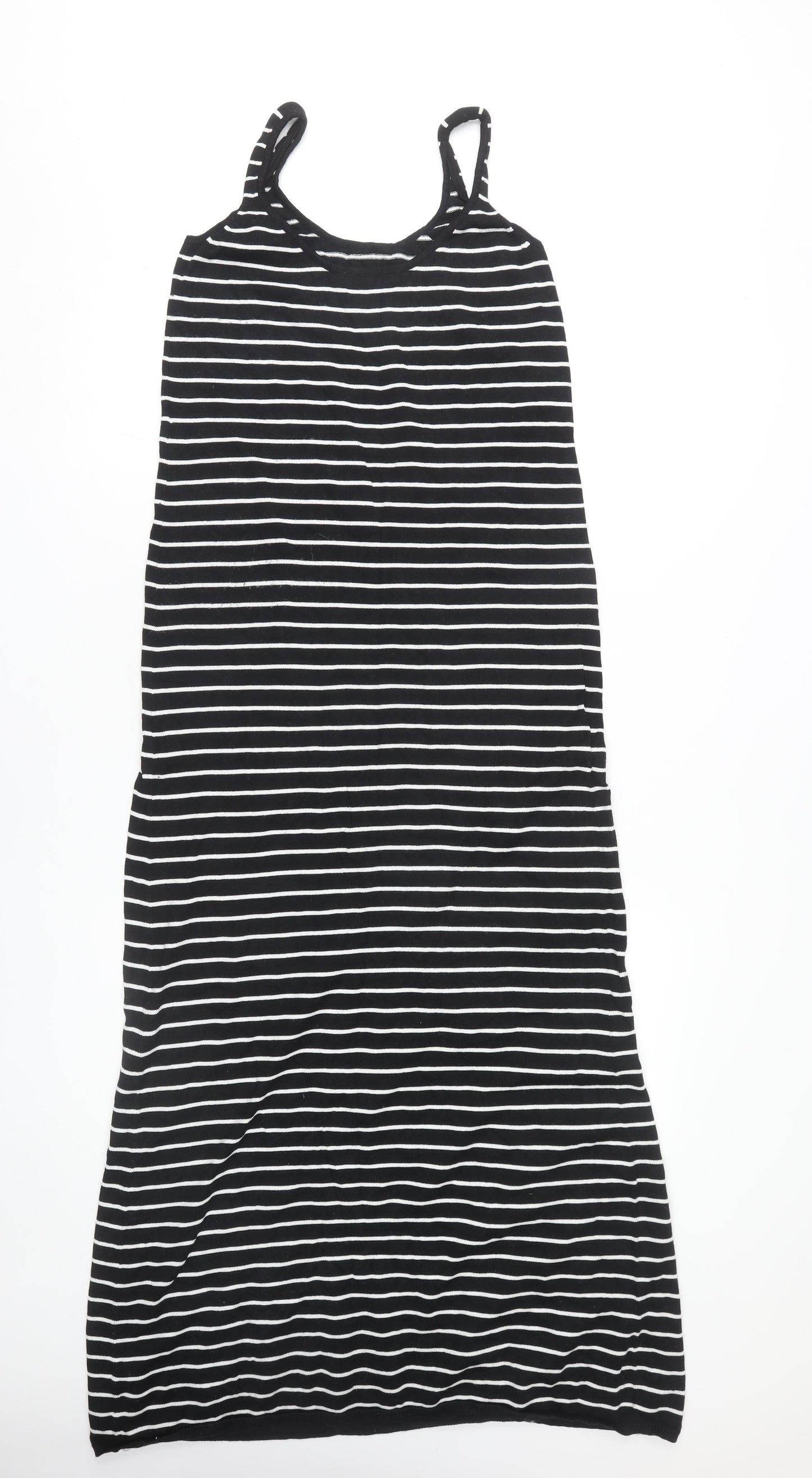 ZARA Women Black Striped Slip Dress S Summer Casual