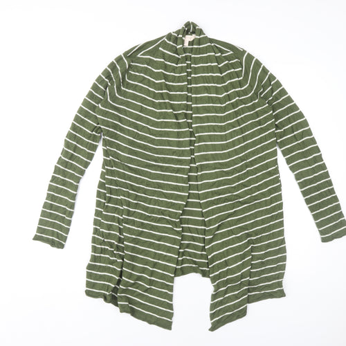 Mauvette Women's Green Striped Open Front Cardigan, Size 10