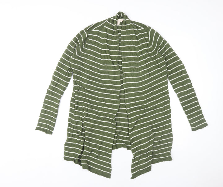 Mauvette Women's Green Striped Open Front Cardigan, Size 10