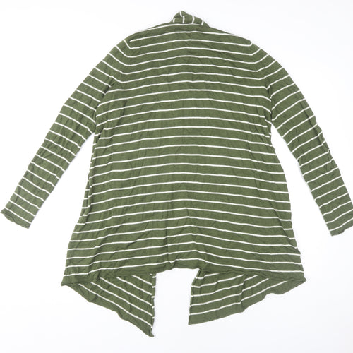 Mauvette Women's Green Striped Open Front Cardigan, Size 10