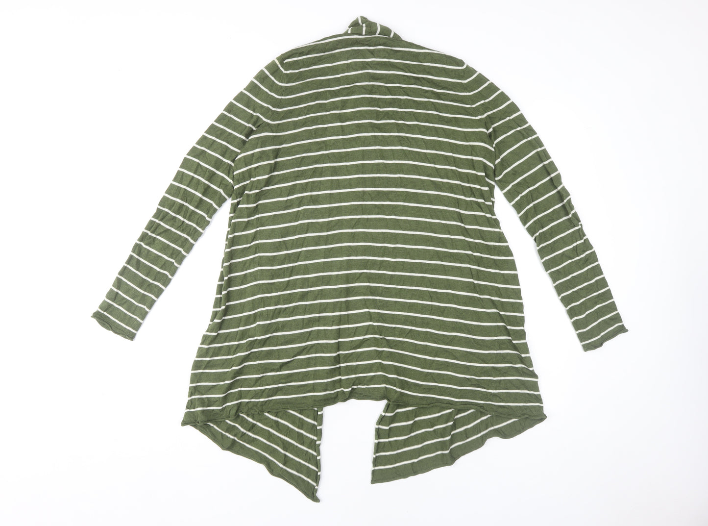 Mauvette Women's Green Striped Open Front Cardigan, Size 10