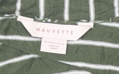 Mauvette Women's Green Striped Open Front Cardigan, Size 10