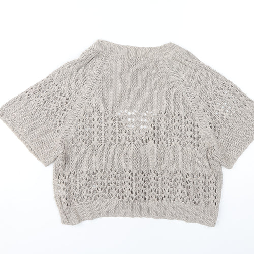 H&M Women's Beige Cardigan M V-Neck Knit Lightweight